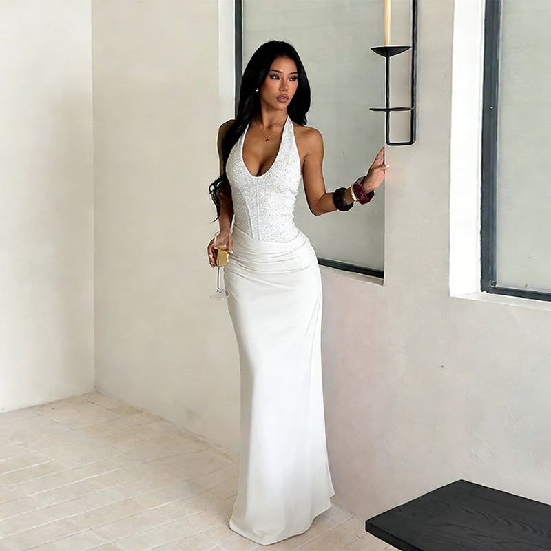Halter Neck Chest-Hugging Dress, 2026 Summer New Sexy Bodycon Long Dress