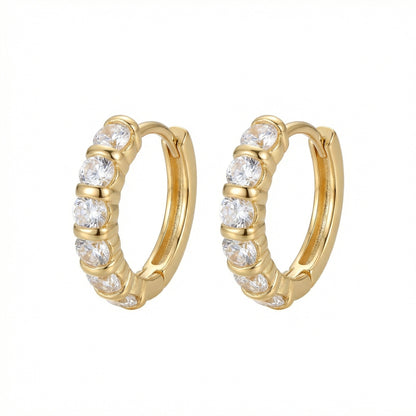 925 Sterling Silver Sparkling Cubic Zirconia Huggie Earrings with Radiant Metallic Finish for Women