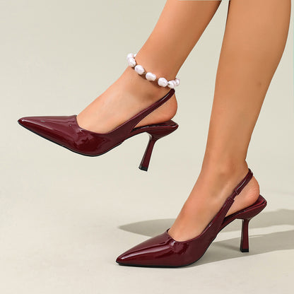 Elegant Pointed-Toe Shallow-Mouth Stiletto Heel Open-Back Closed-Toe High Heels
