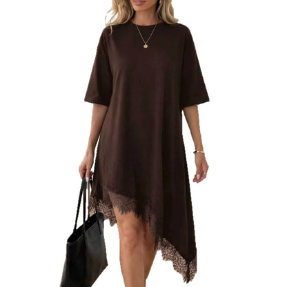 Women's Casual Solid Color Sexy Lace Trim Dress