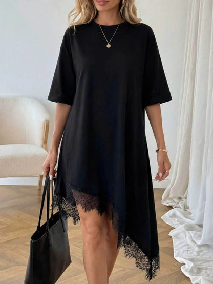 Women's Casual Solid Color Sexy Lace Trim Dress