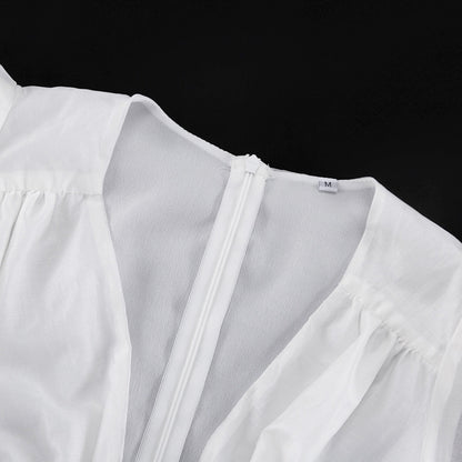 White Corset Puff Sleeve Mini Dress