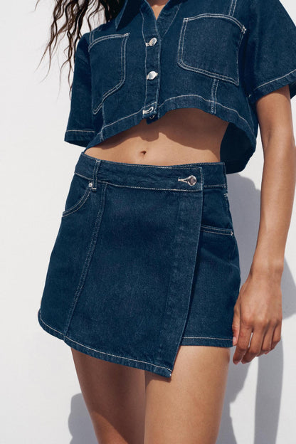 Women's Loose And Comfortable Denim Shirt-Dress And Pants Set