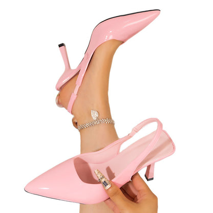 Elegant Pointed-Toe Shallow-Mouth Stiletto Heel Open-Back Closed-Toe High Heels