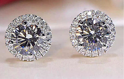 Classic Hot Sale Full Rhinestone Round Stud Earrings Women