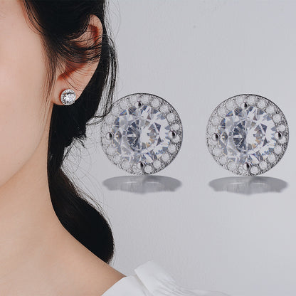 Classic Hot Sale Full Rhinestone Round Stud Earrings Women
