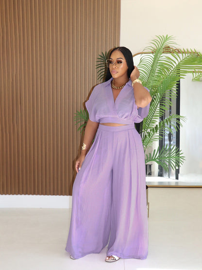 Women's High-waisted Wide-leg Pants Set
