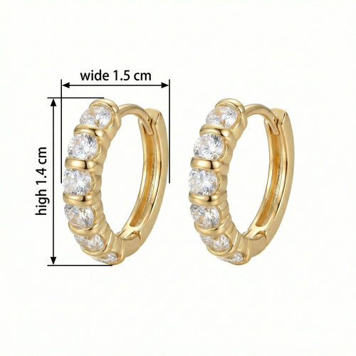 925 Sterling Silver Sparkling Cubic Zirconia Huggie Earrings with Radiant Metallic Finish for Women