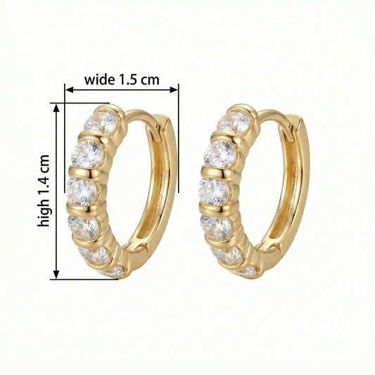 925 Sterling Silver Sparkling Cubic Zirconia Huggie Earrings with Radiant Metallic Finish for Women