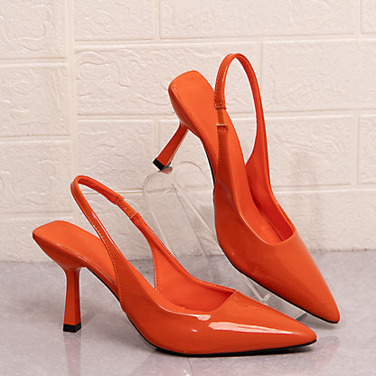 Elegant Pointed-Toe Shallow-Mouth Stiletto Heel Open-Back Closed-Toe High Heels