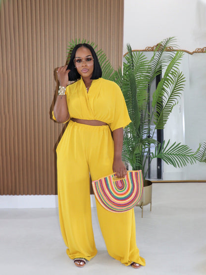 Women's High-waisted Wide-leg Pants Set