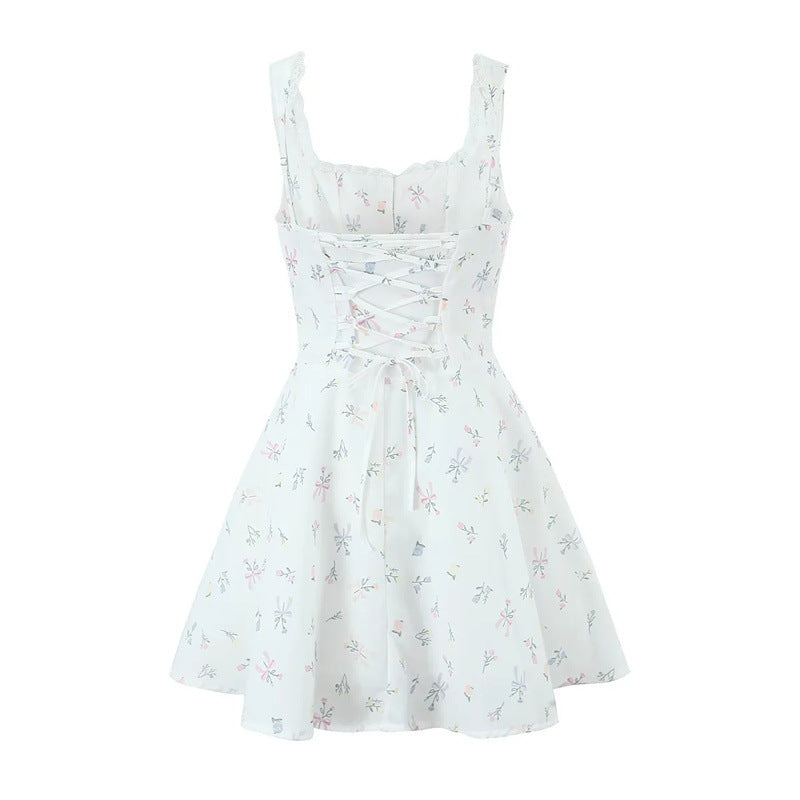 Lace-spliced Square-neck Slip Dress For Women